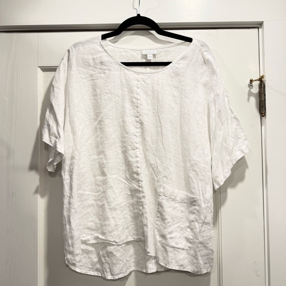 PureJill‎ J. Jill Short Sleeve Relaxed Linen Blouse Lagenlook Womens Size Large - Picture 3 of 12